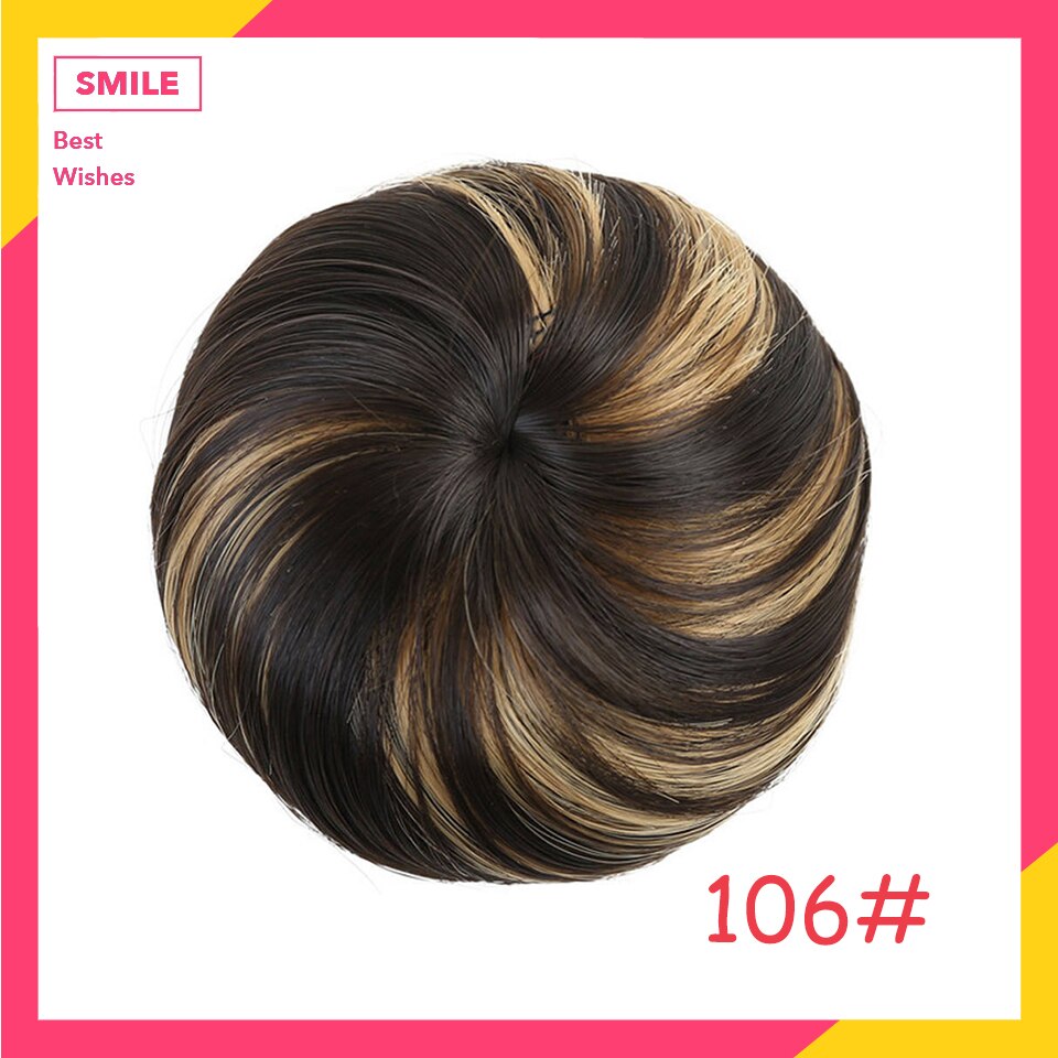 HUAYA Synthetic Straight Bun Hair Chignon Donut Roller Elastic Drawstring Hair Extensions Bun Heat Resistant Fiber Hairpieces: 106