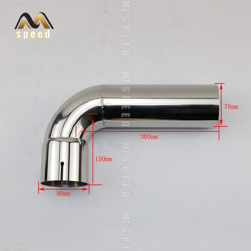 Tube silencieux d&#39;échappement 90 degrés, 54mm 66mm 73mm 76mm, en acier inoxydable 304, matériel de soudage: 76mm