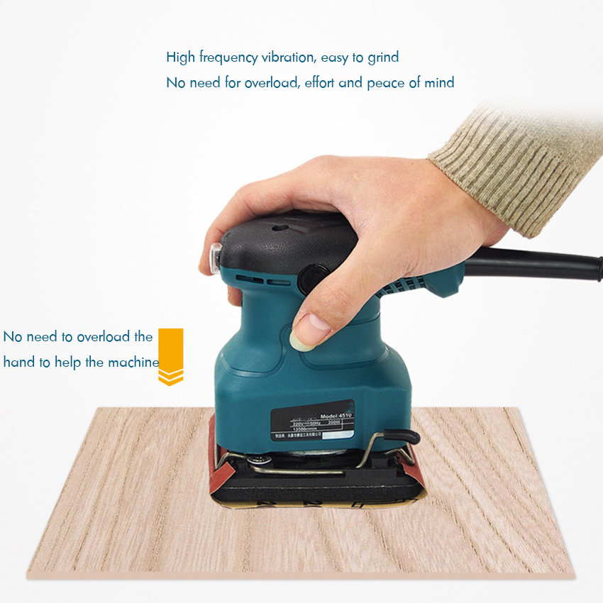 Szlifierka oscylacyjna z papierem ściernym x11 i podkładką piaskową x1, 100x100mm, 200 W, 13500 obr./min, szlifierka elektryczna polerka na meble z drewna metal