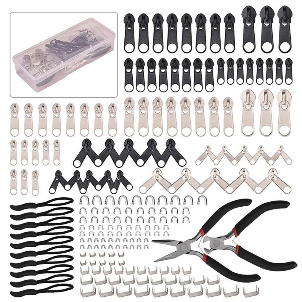 Zipper Repair Kit Slider Rescue Universal Zippers Clothes Bag Tent Fix Plier Sewing Tool Universal Instant Fix Slider 84/194pcs: NO.4