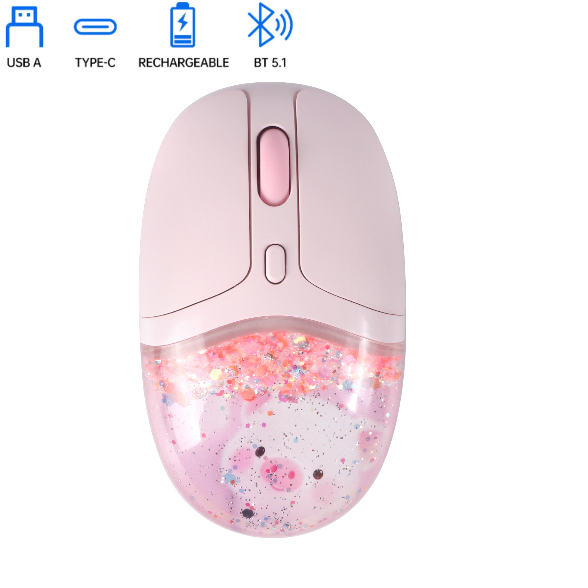 Mouse wireless dual-mode Mouse cablato Mause Design creativo Bambola galleggiante Pulsante muto ricaricabile Bellissimi mouse Uso ufficio Ergonomia: Giallo