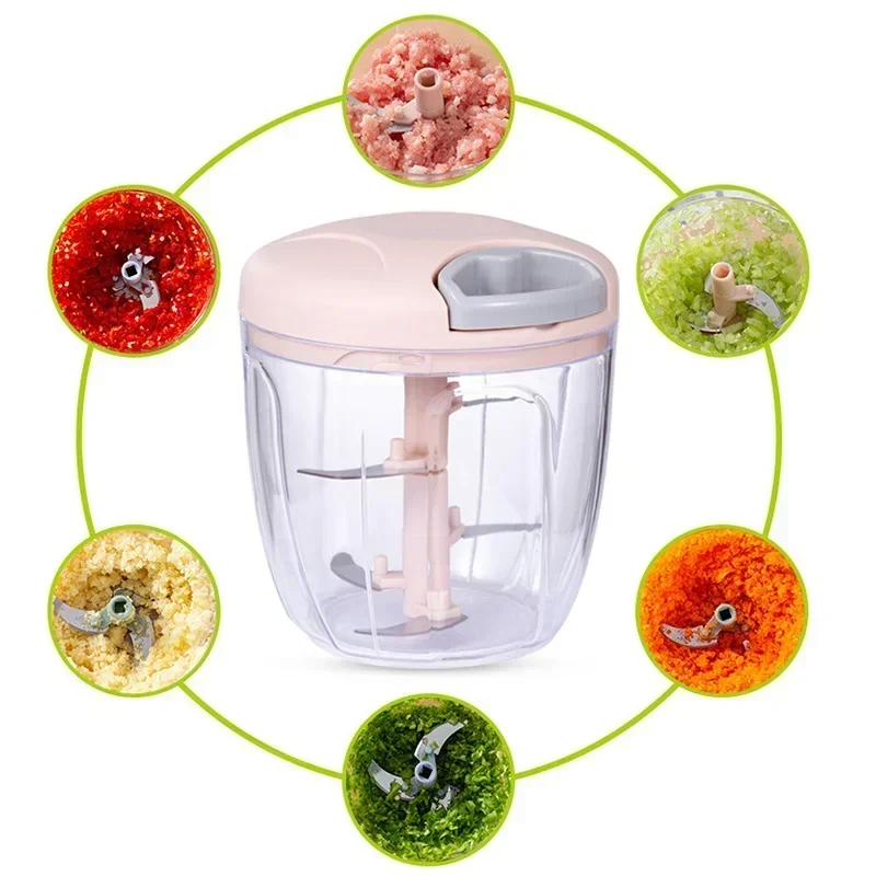 500/900ML Knoflook Chopper Handmatig Draaien Groentesnijder Chopper Slicer Fruit Knoflook Crusher Keuken Gadget Blenders Vleesmolen