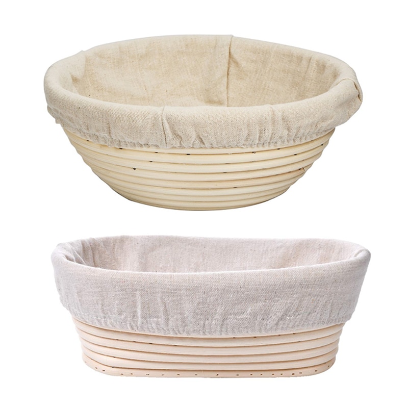 Håndlavet rattan brød banneton kurv sæt med liner brød proofing kurve rund/ovale surdej hæve kurv bageri cafe