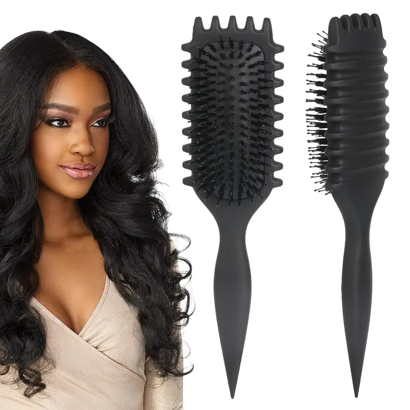 5-Piece Detangling & Styling Set: Curl Candy Bursh Curved Rat Tail Comb Edge Control Brush - Perfect for Salon Results