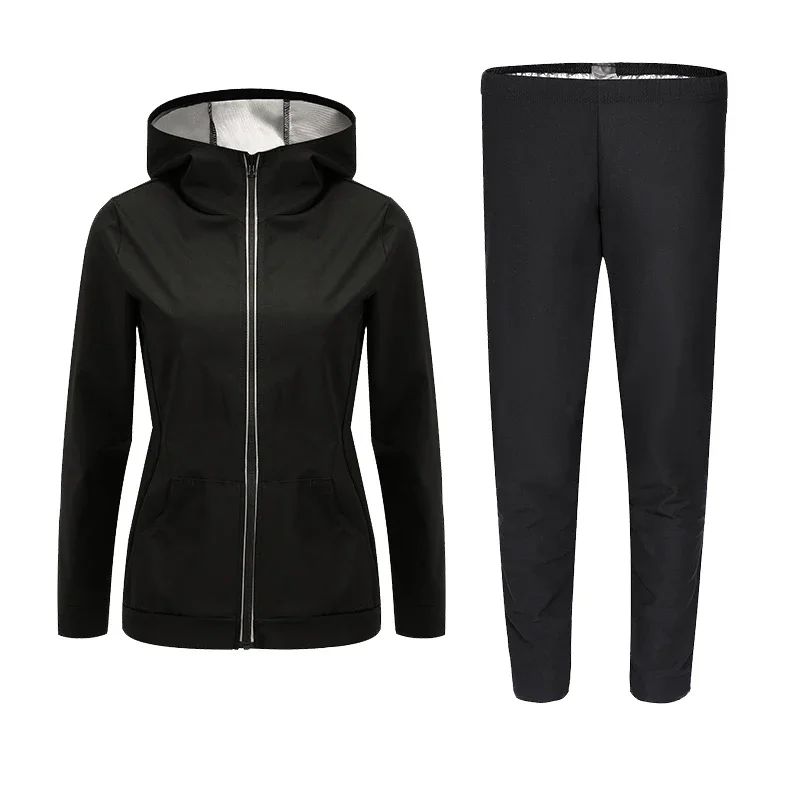 Traje de Sauna para mujer, conjunto de ropa de gimnasio de talla grande para sudar, pérdida de peso, ropa deportiva activa, chándal adelgazante: 5 XL / Azul