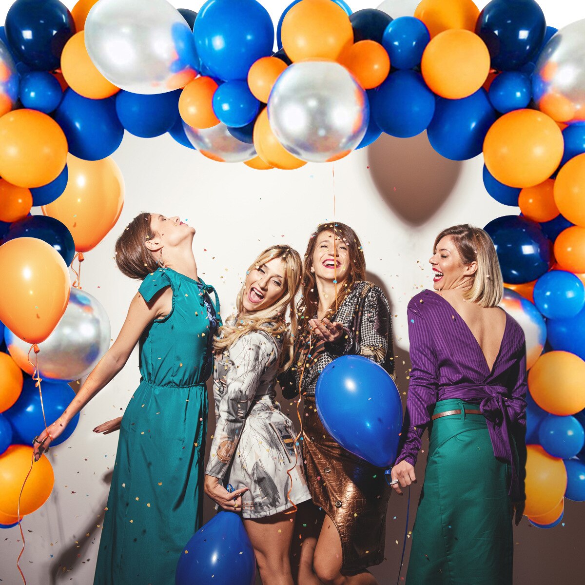 Outer Space Party Birthday Balloons Orange Navy Blue Chrome Silver Balloons Arch Garland for Kids Birthday Party Decor Baby Show