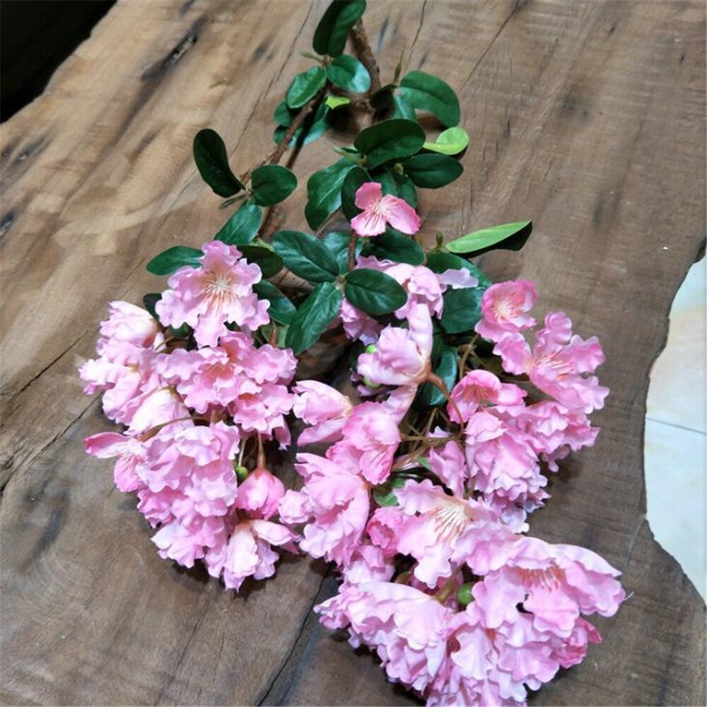 7p Artificial Crape Myrtle Flower Branches 3 stems Encryption Tree Decorative Silk Flower Wedding Floral Cherry Flowers: Pink