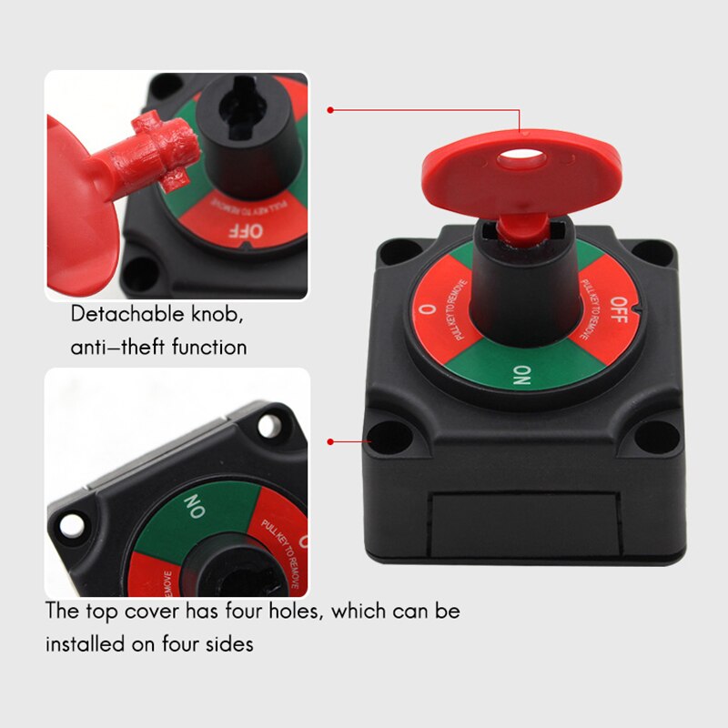 Battery Disconnect Switch Master Shut Off Switch 12V 24V 48V for Marine Boat RV Waterproof Battery Isolator Switch