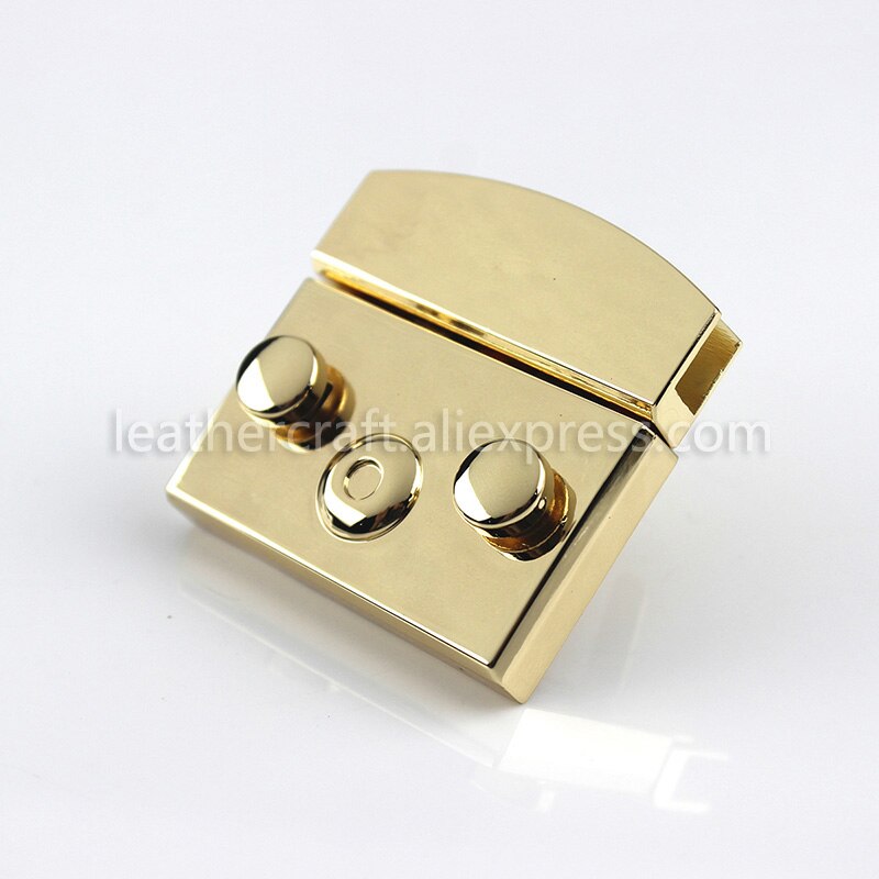 Rectangular Metal Press Push Lock Bag Briefcase Spring Lock Snap Decorative Clasps Closure Leather Craft Diy Hardware Accessory: Large / Light gold