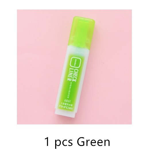 Jumbo Check Liner Highlighter Pen Fluorescent Colors Marker Drawing Pens Stationery Office Paper Fax School Paint Supplies A6646: Green