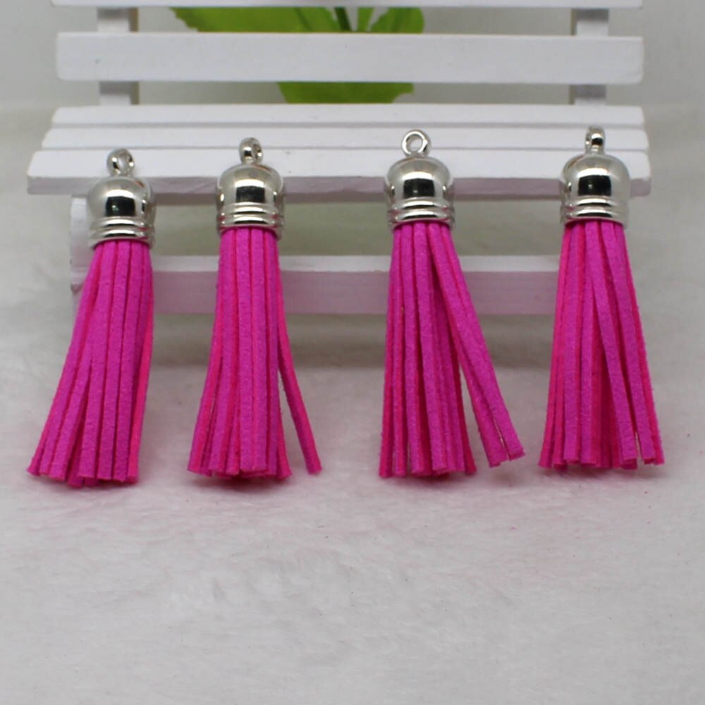 58 mm kwastjes van suèdemix voor sleutelhangers, sieraden, mobiele telefoonbandjes, , 50 unids leren kwastjes, doe-het-zelf accessoire: 3