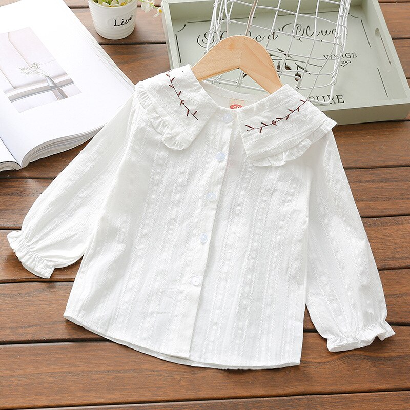 Kindershirts voor meisjes zomer witte blouses kinderverjaardagsshirts schooluniformen 4-16 jaar feestblouses