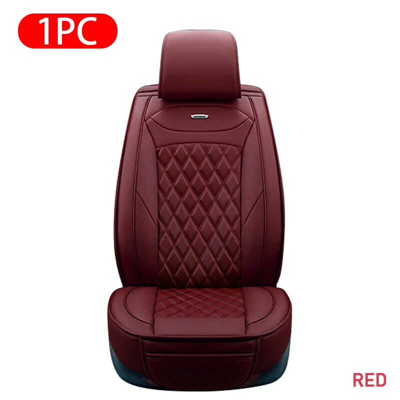 Funda de polipiel para asiento de coche, cojín de asiento de fila delantera, Protector de asiento envolvente Universal para Sedán, SUV, camioneta: Red Front 1pc