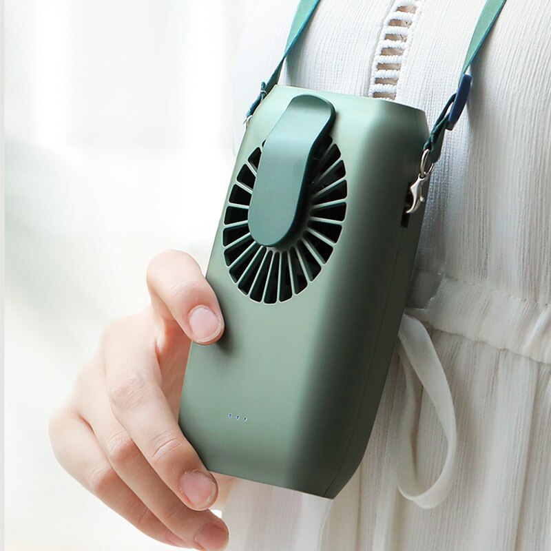 Mini ventilador de cintura colgante con carga USB para el cuello, portátil, multifunción, de escritorio, pequeño, para viajes al aire libre