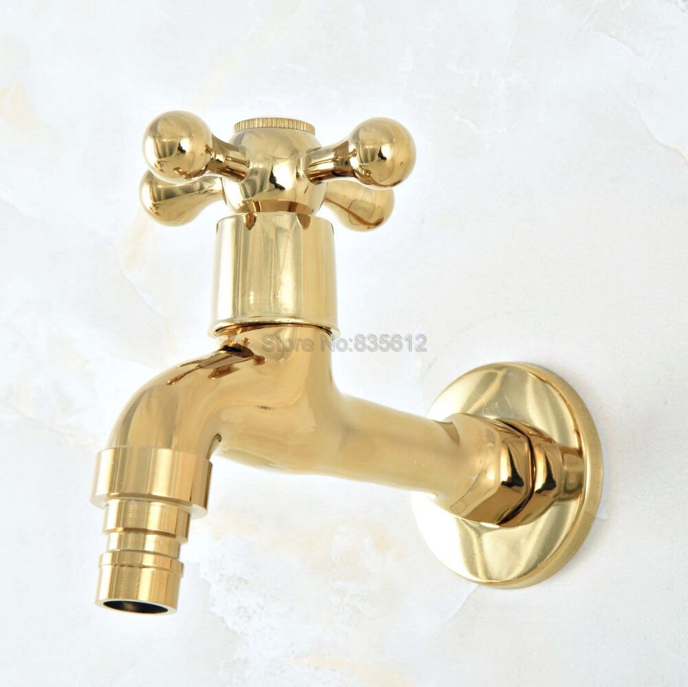 Gold Color Brass Wall Mount Cold Water Basin Faucet Washing Machine Taps Washing Machine Water Tap tav143