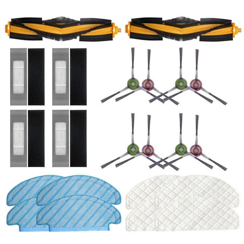 Hepa-filterrolborstel, dweildoeken voor ecovacs deebot ozmo  t8 stofzuiger, zijborstels, wegwerpdoeken