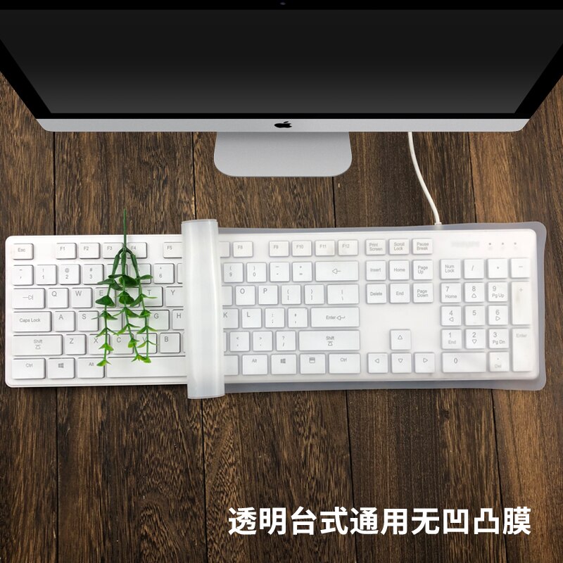 For Standard Fullsize 101 Keys Desktop PC Universal Silicone Desktop Computer Keyboard Cover Skin Protector Film 44*14cm: transparent