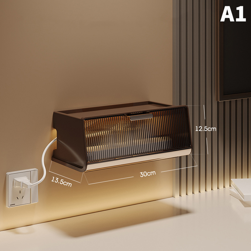 Router Storage Box Shelf Wall Mounted Wifi Organizer Box Punch-Free Socket Box Set-Top Box Organizer Box Living Room Storage: black