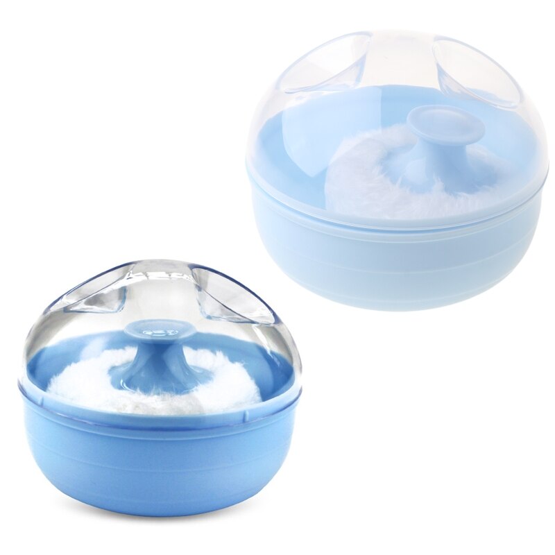 Portable Baby Soft Body Talcum Powder Puff Sponge + Box Case Container Useful L9CD