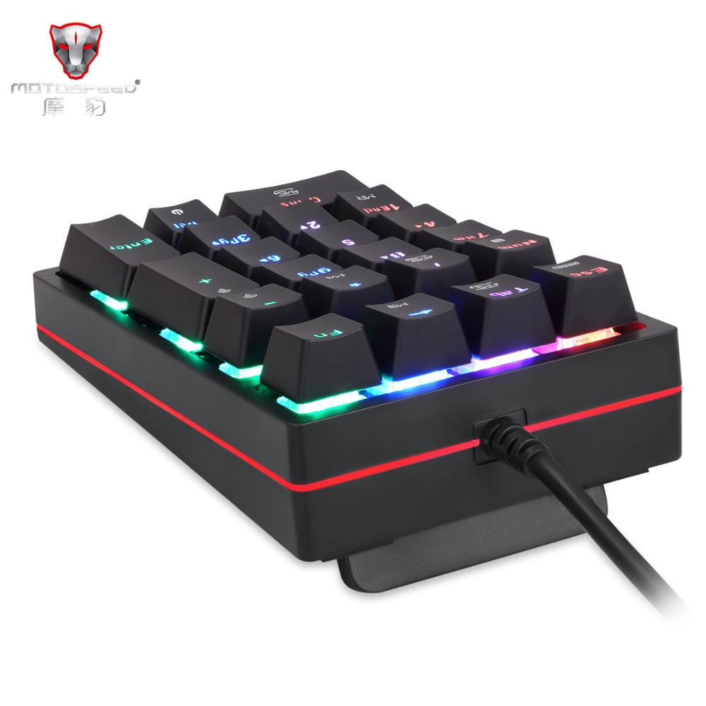 MOTOSPEED K24 USB Wired Numpad Mechanical Numeric Keypad 21 Keys Mini Numpad RGB Backlight Keyboard Extended Layout
