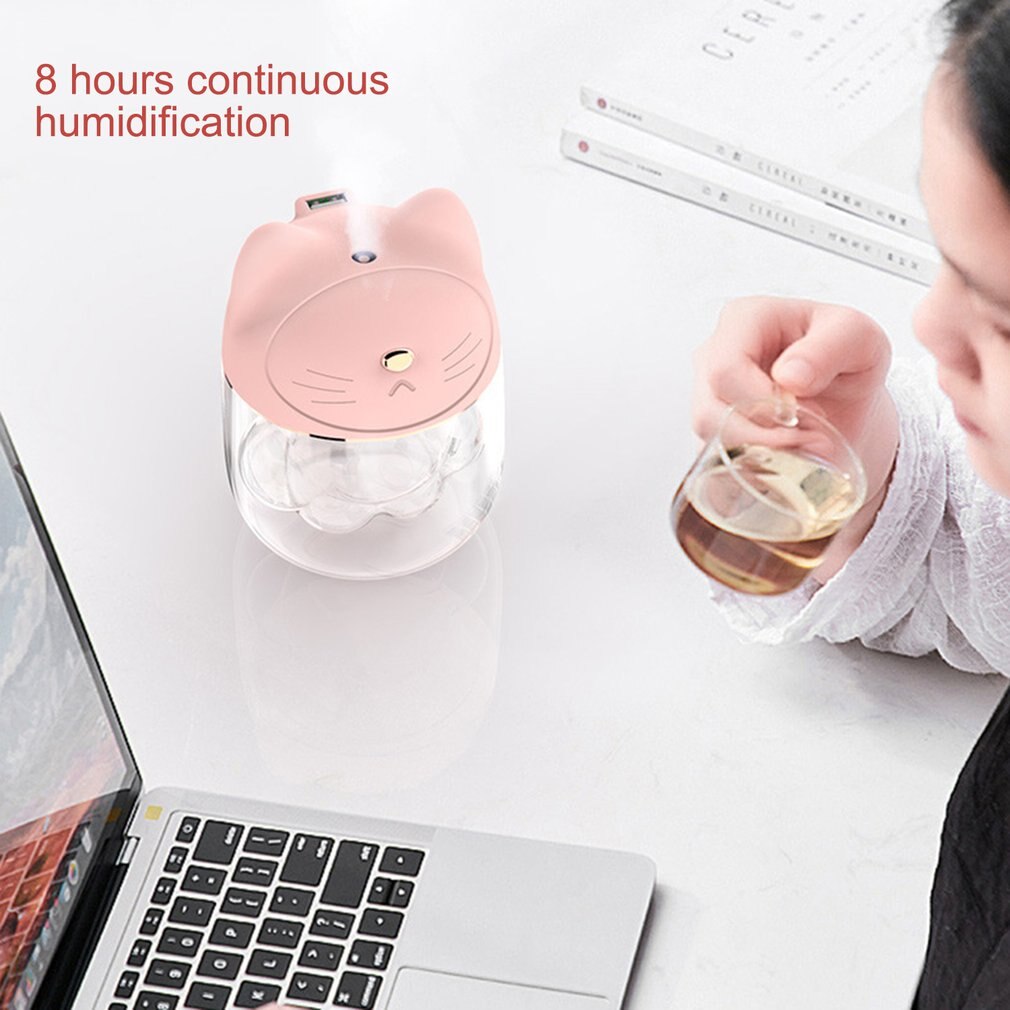 Cute Cat Claw Cup Air Humidifier USB Desktop Diffuser Mist Maker Ultrasonic Air Humidifier Colorful Night Light