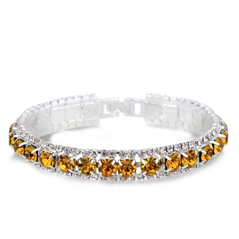 925 Sterling Zilver Silve Vrouwen Klassieke Sieraden Clear Red Cubic Zirkoon Armband &amp; Bangle: yellow