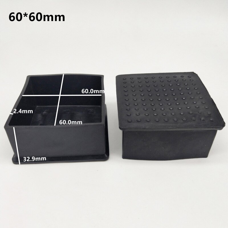 4/8Pcs Square Rubber Chair Leg Caps Non-slip Furniture Table Legs Cover Floor Protector Rubber Feet Pads Furniture leveling Feet: 4PCS 60mm X60mm