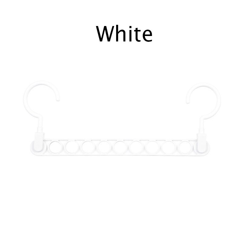 Cintre magique multifonction pliant à 9 trous, cintre rotatif pour vêtements, garde-robe, séchage de vêtements, organisateur de maison: White