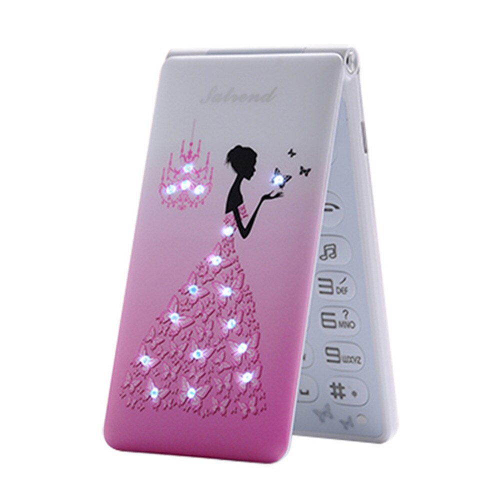 Teléfono Móvil KUH D11 con tapa, Tarjeta SIM Dual, , para niñas, flor para mujer, linterna LED, teléfono móvil a la: Add 16GB TF Card / Rosa