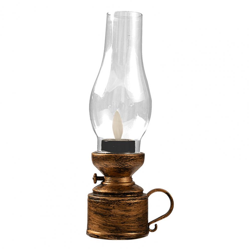 Vintage 80s Old-fashioned Kerosene Lamp LED Candle Flickering Warm Light Home Decor Electronic Candle Lamp: WHITE