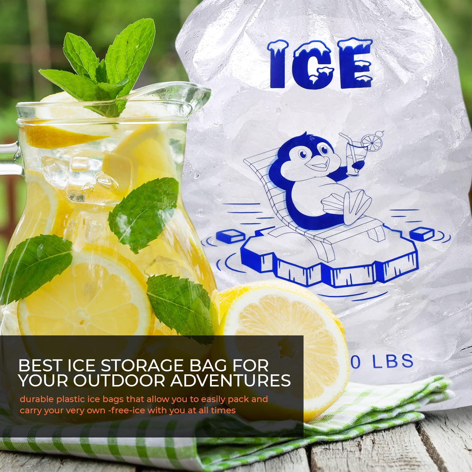 10pcs Ice Bag Durable Drawstring Closure Pack Storage Bags For BBQs Camping Food Stalls Refillable Ice Cubes Bags