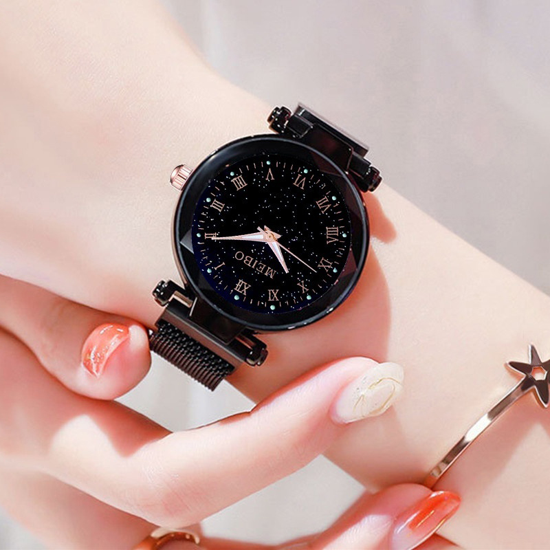 Relogio Feminino Women Starry Sky Watches Magnetic Mesh Belt Watch Women Dress Luminous Quartz Wristwatch Zegarek Damski