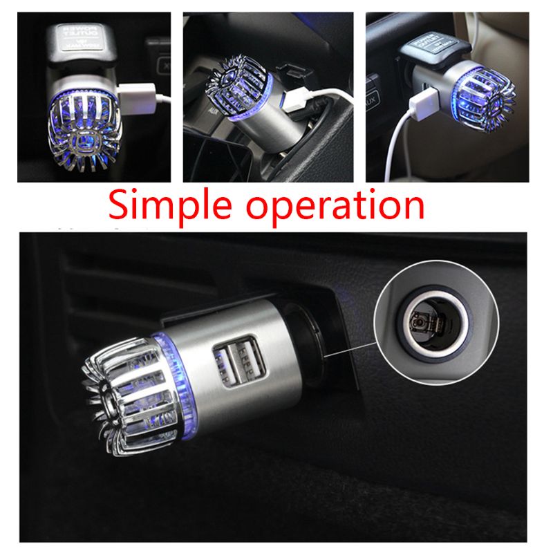 2 en 1 voiture double USB Air frais ionique purificateur barre d'oxygène Ozone ioniseur générateur de fumée pour voitures plus propre voiture ioniseur d'air purificateur