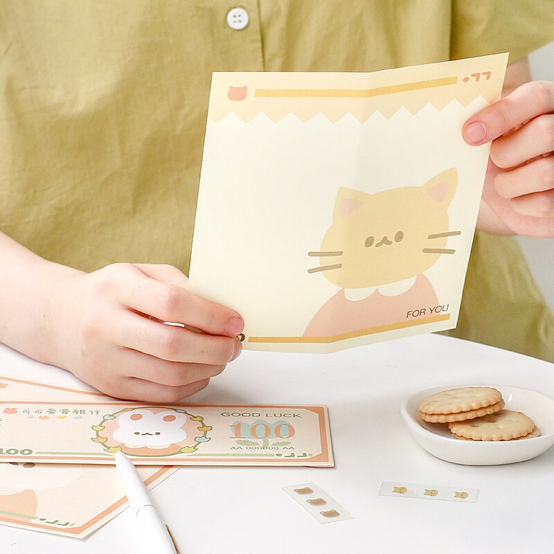 Vanyi 4 design dyr hvelv kawaii brevpapir konvolutt klistremerke 3 nyt stasjonær papir kjærlighetspapir skrivepapir lomo kort