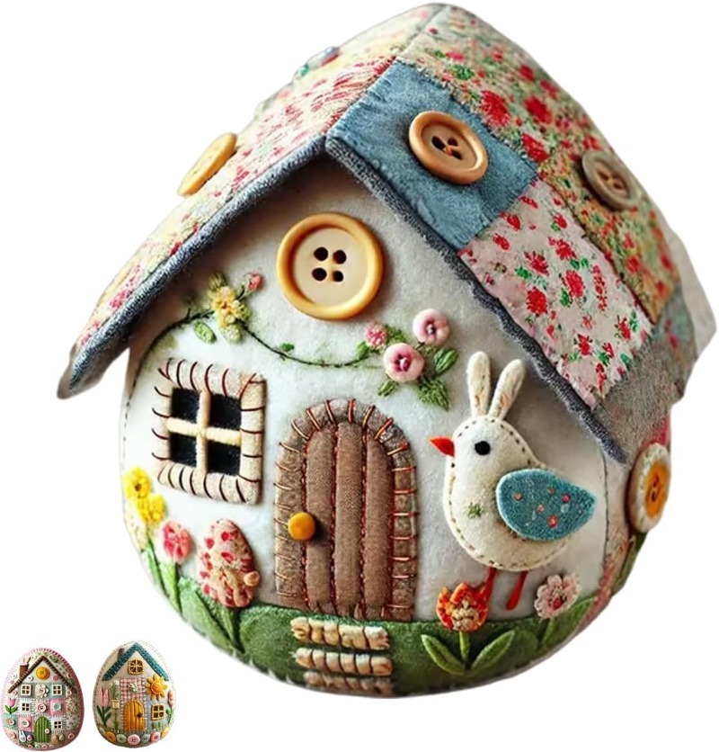 Patchwork Felt Egg House DIY Kit Patchwork Felt Egg House DIY Bunny House Craft Kit Easter Craft Decor,Handmade Cozy Egg House