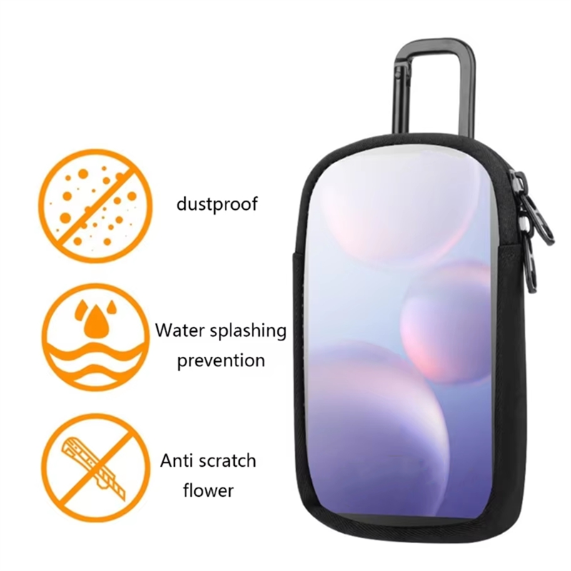 Estojo portátil para mp3, mp4, bolsa de armazenamento universal para reprodutor de música com clipe de mosquetão, bolsa de viagem para atividades ao ar livre