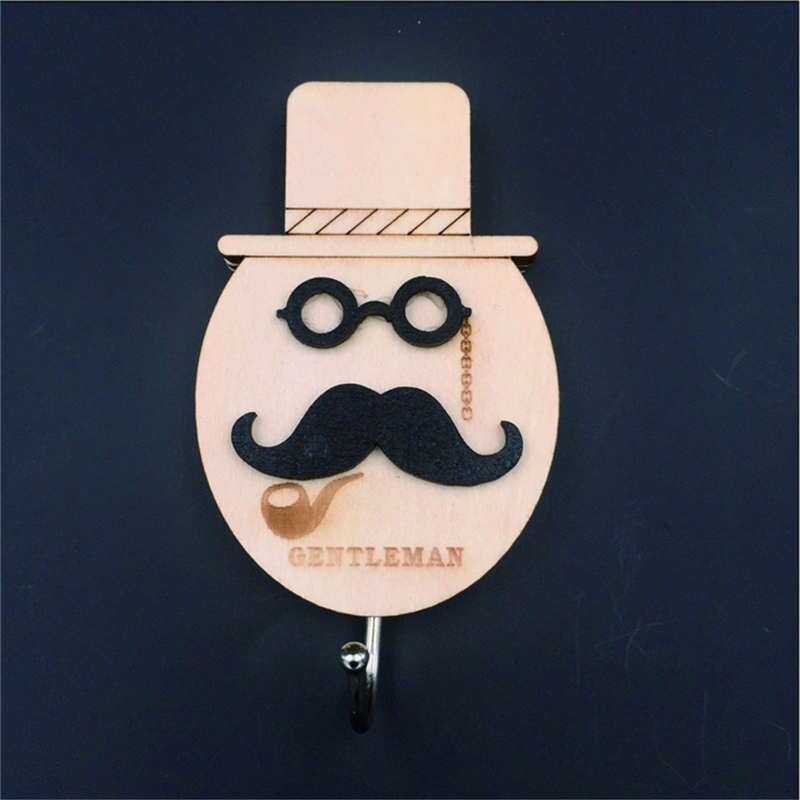 Wooden Cartoon Door Non-Marking Adhesive Hook Strong Load-Bearing Wall Adhesive Three-Dimensional Removable Hook