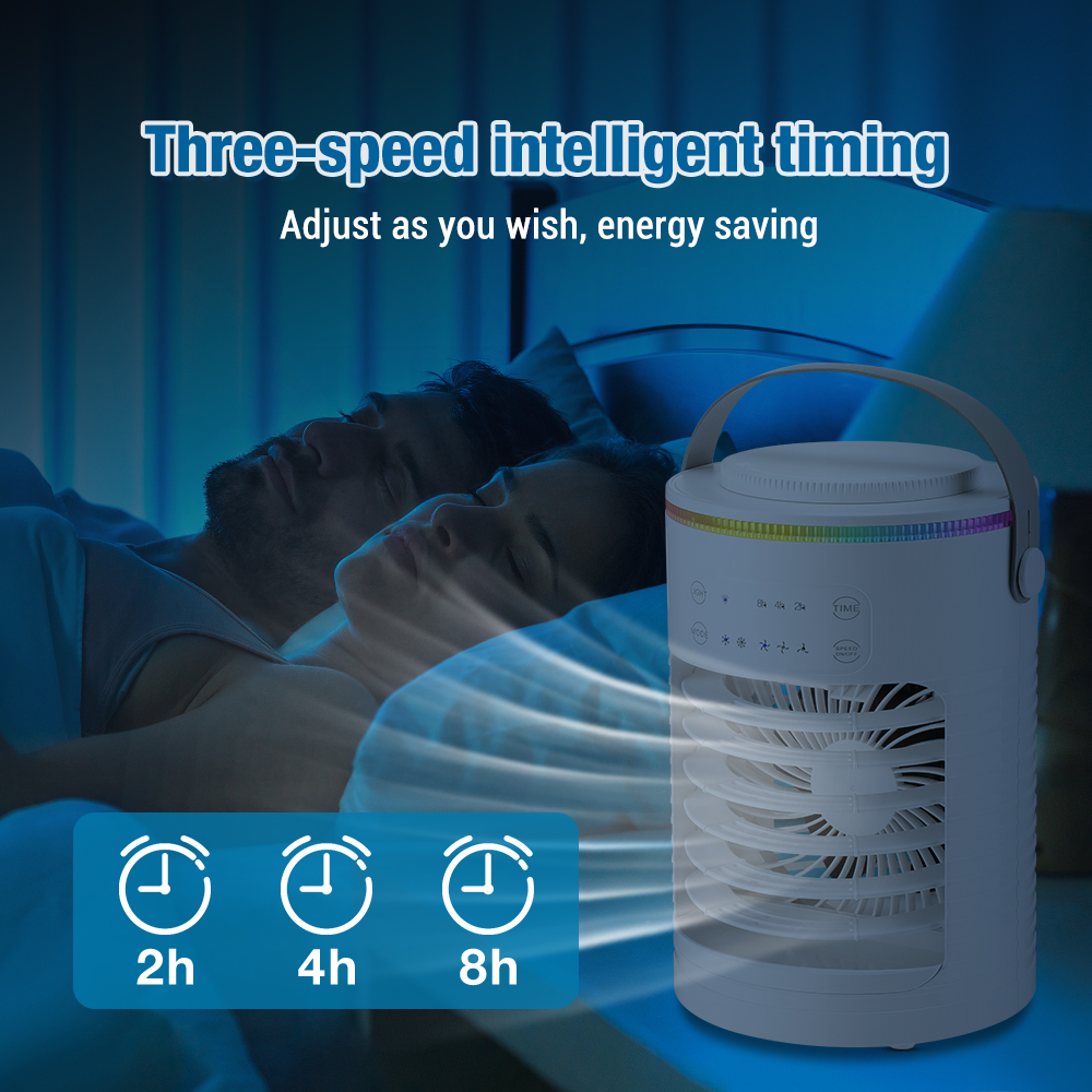 Ventilador humidificador de aire portátil, ventilador de aire acondicionado con tanque de agua de 600ml, Enfriador de aire recargable por USB, ventilador de pie inalámbrico silencioso