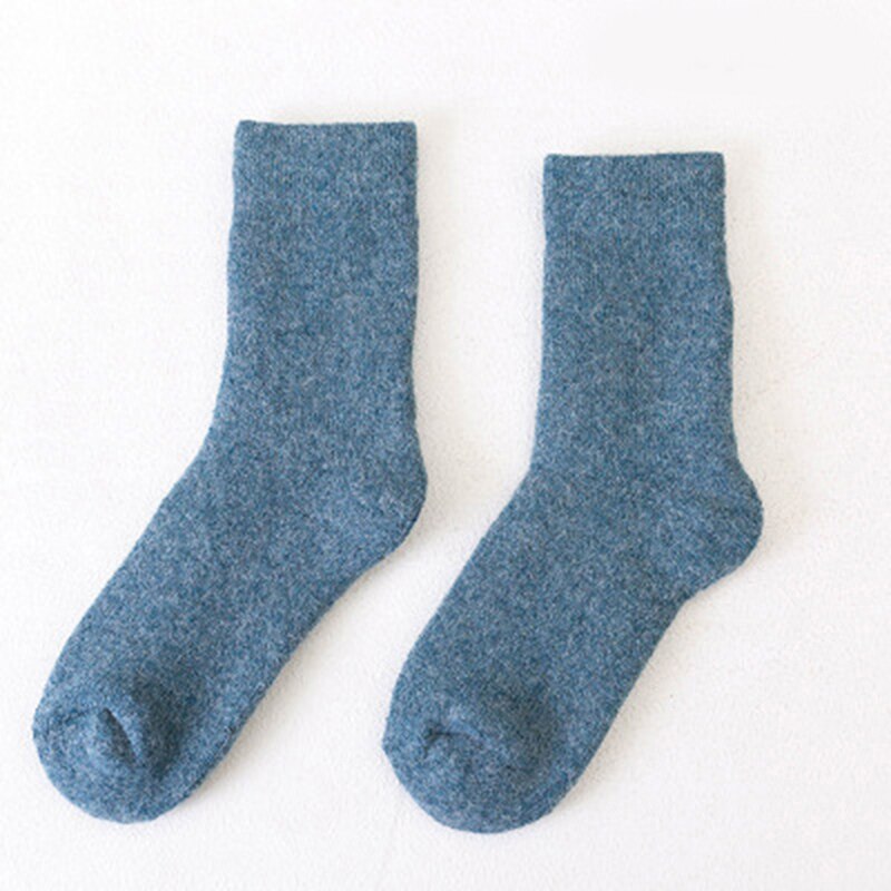 Vinter uld varme sokker super blød tyk ensfarvet sokker til mænd kvinder sports tilbehør: Blå