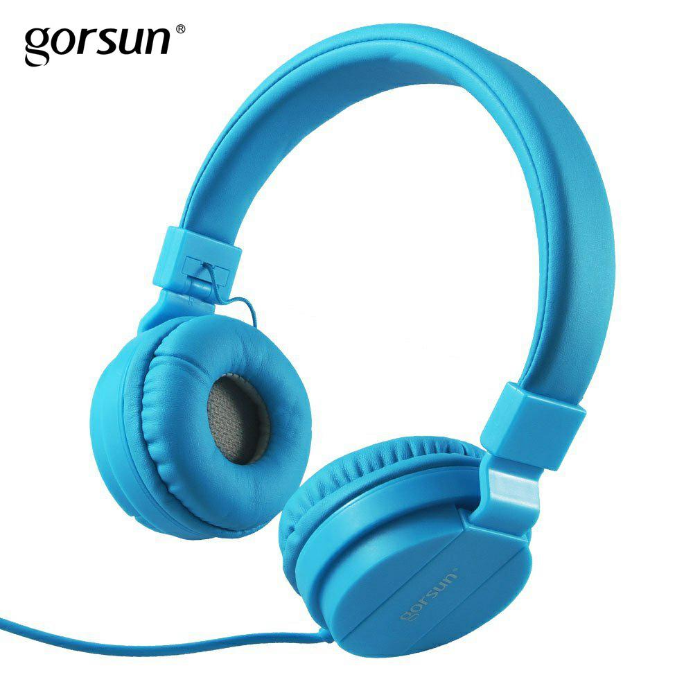 Bashörlurar, lätta stereo hopfällbara trådade hörlurar för barn justerbart huvudband headset för telefoner dator pc musik: Blå