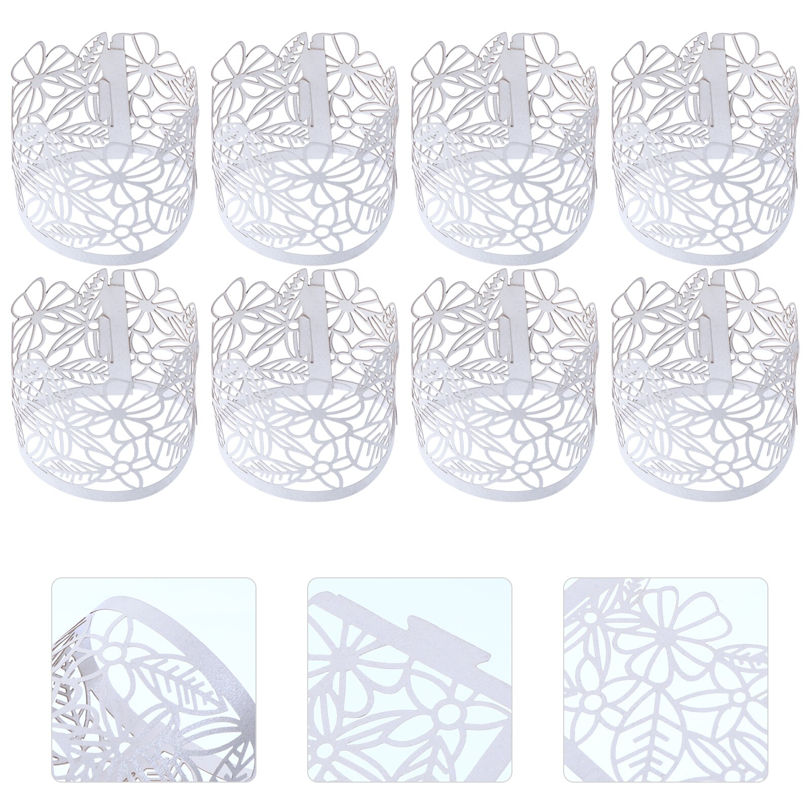 50pcs Hollow Paper Candle Holders Wraps Paper Lamp Enclosures Candle Wraps: White