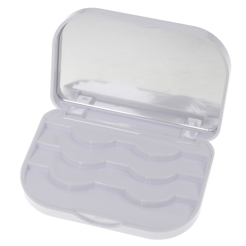 Plast makeup falske øjenvipper rejse vipper holder etui container opbevaring organizer box makeup kosmetik med spejl: Hvid