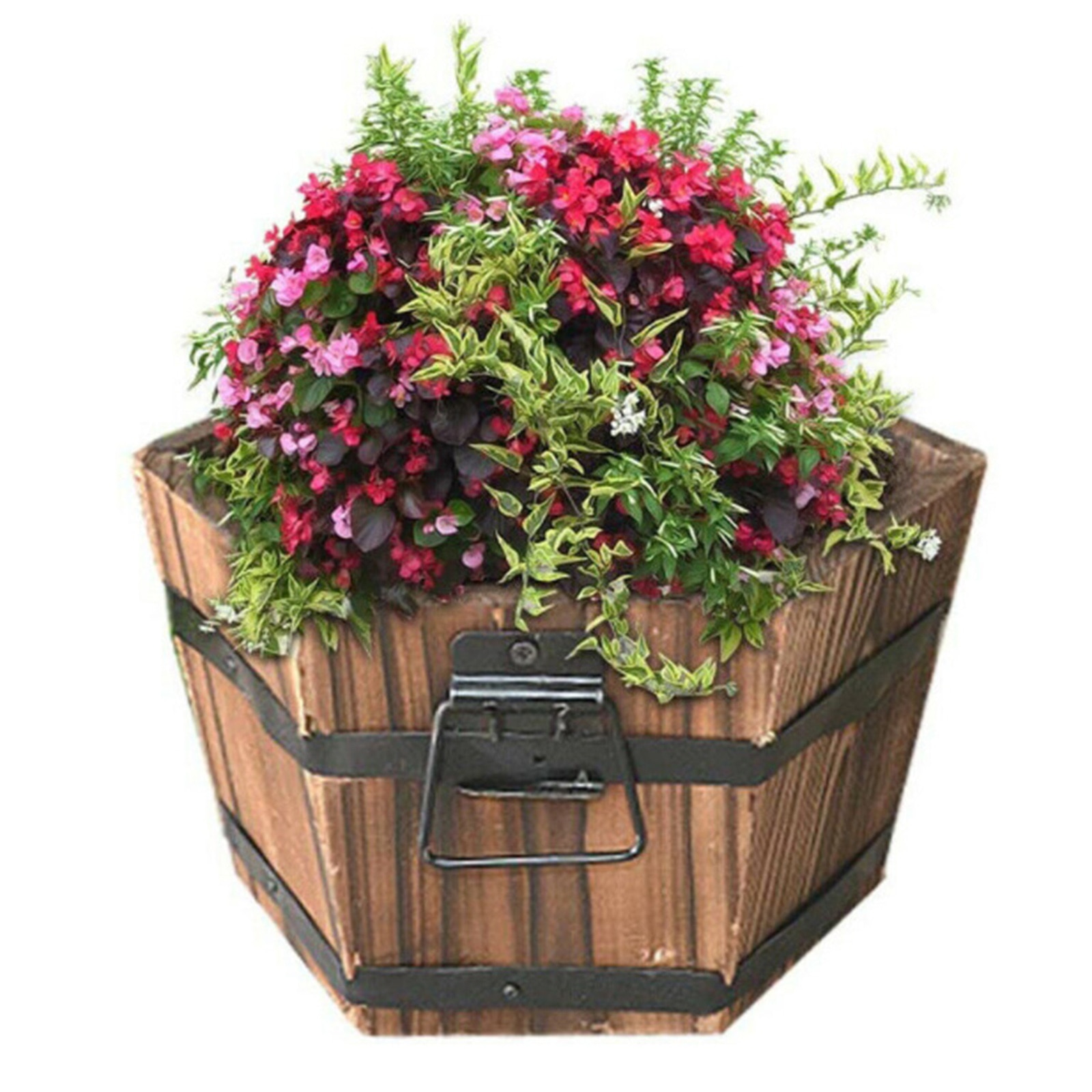 Flower Pots Bucket Rustic Style Wooden Barrel Tub Planter Urns Retro Easy To Move Outdoor Indoor Home Decoration Garden Towl