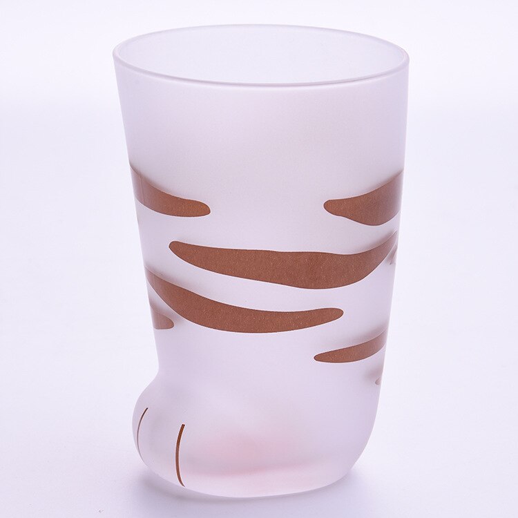 Søt frostet glass kopp katt pote form print kaffe krus print personlighet barn frokost melk kopp tumbler drikkeglass: E