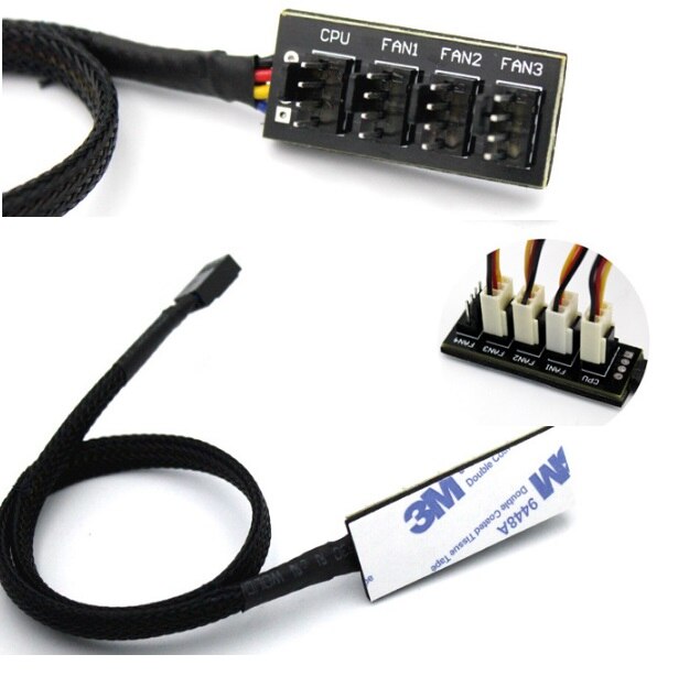 1 to 4 4 pin molex  tx4 pwm cpu køleventilator adapter splitter flettet strømkabel