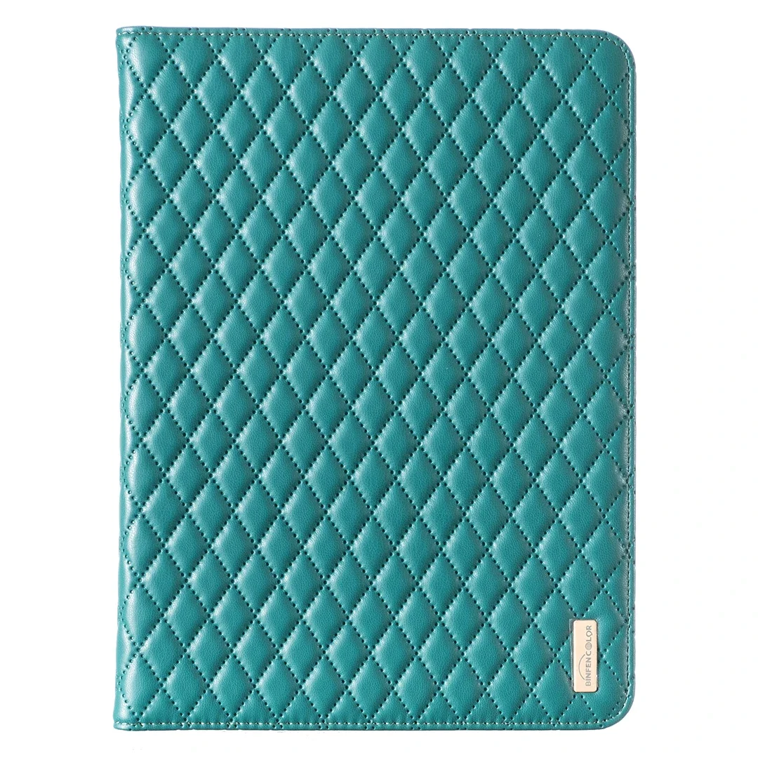 Lederen Portemonnee Case voor Ipad 10.2 9e Gen Air1 2 9.7 Pro 11 Stand Kaarten Solt Mini 3 4 5 6 Gecontroleerde Streep Tablet Cover Funda: Dertien / green