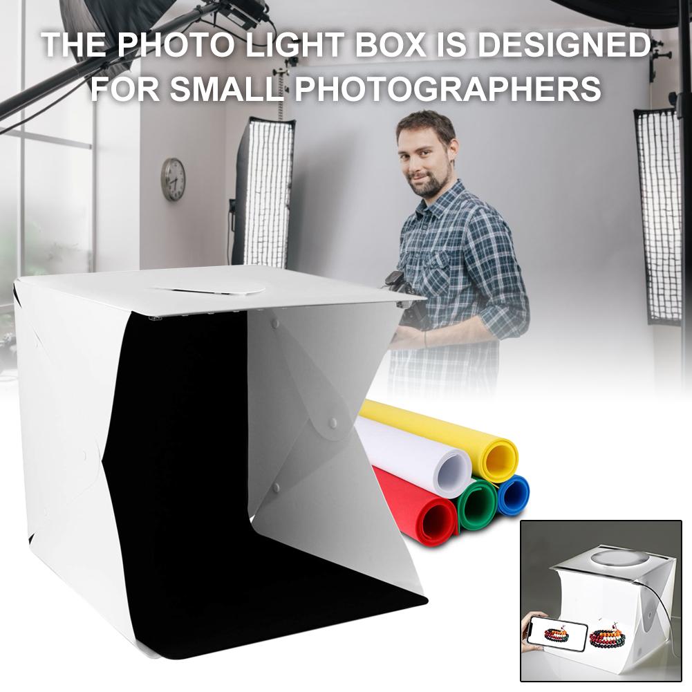 2 LED Verlichting 6 Achtergrond Hoogtepunt Draagbare Studio Set Foto Props Fotografische Apparatuur Vouwen Lichtbak LED Licht Kamer Tent