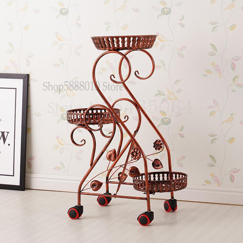 Multi-layered Wheeled Wrought Iron Mobile Flower Stand European-style Assembly Balcony Simple Corner Living Room Rack Garden: Sparks Fy 4
