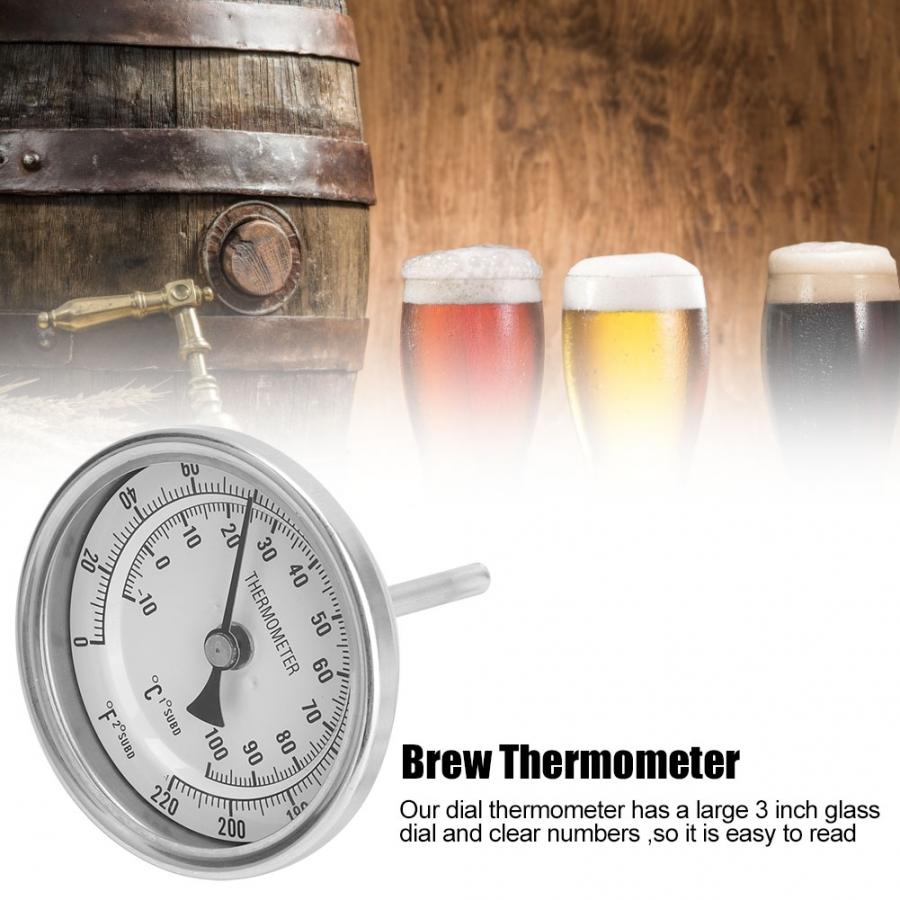 Weldless Bi-metal Thermometer Kit, 3"Face & 2"Probe, 1/2"MNPT, 0~220F degree, Beer Brewing Thermometer, Homebrew Kettle