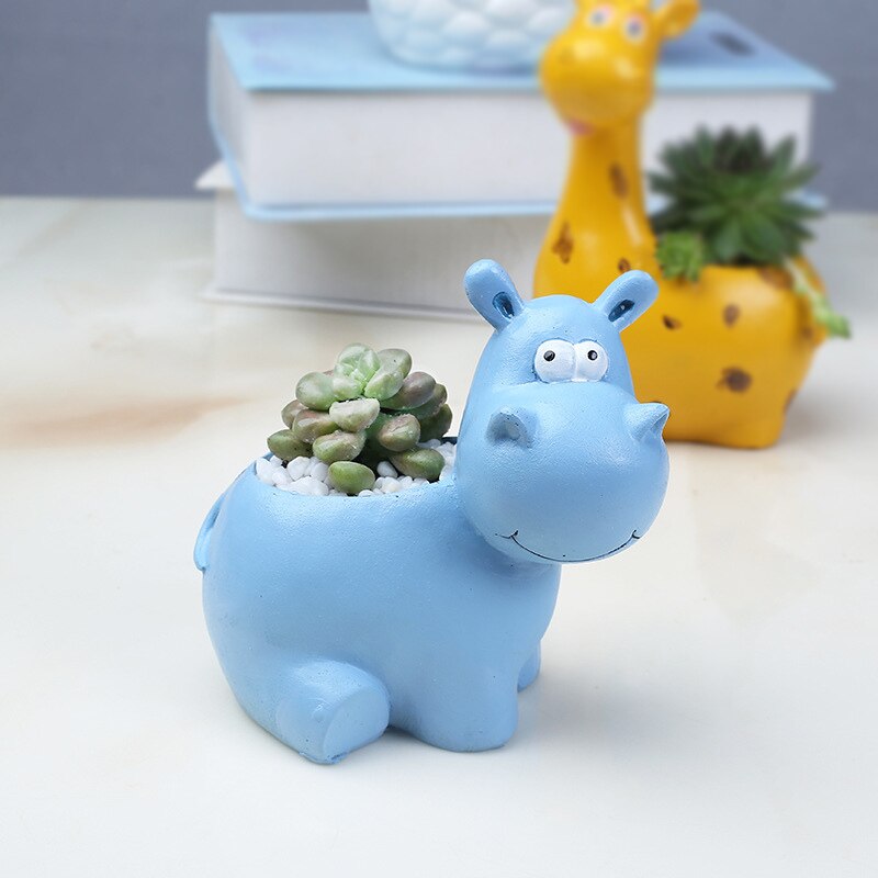 Resin Flower pots Hippo giraffe shape Planters Succulent Plants animal Flower Pot Cute Pastoral Style Home Decoration
